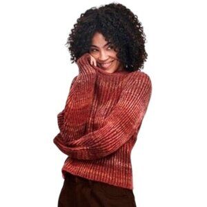 Naadam Womens S Ribbed Crewneck Sweater Wool/Alpaca Blend Space Dye Stripe lux s